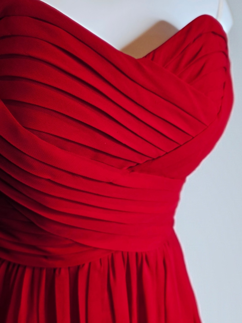 730. Cindy U.S.A ✨ Red Strapless Chiffon Sweetheart Maxi Formal Gown Dress - Picture 3 of 5